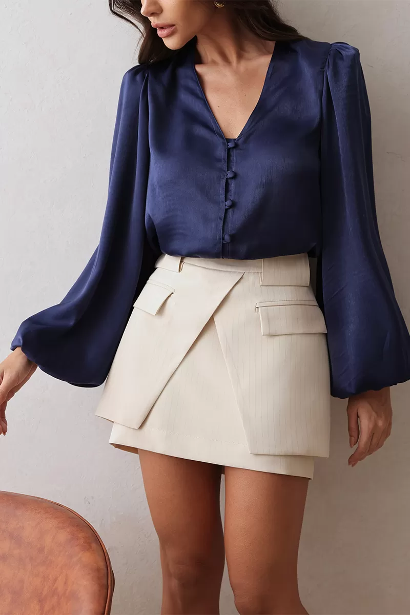 Dot Clothing - Dot Clothing Navy Collarless Shirt - 2683AZUL Dot Clothing - Dot Clothing Navy Collarless Shirt - 2683AZUL