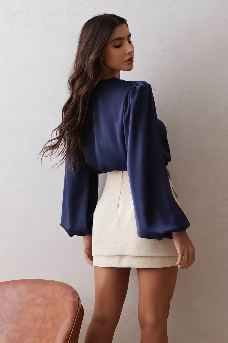 Dot Clothing - Dot Clothing Navy Collarless Shirt - 2683AZUL Dot Clothing - Dot Clothing Navy Collarless Shirt - 2683AZUL