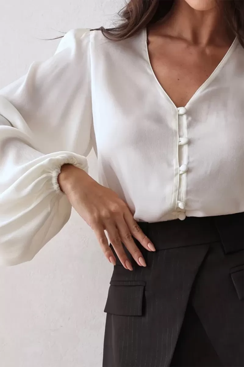 Dot Clothing - Dot Clothing White Collarless Shirt - 2683BRANCO Dot Clothing - Dot Clothing White Collarless Shirt - 2683BRANCO