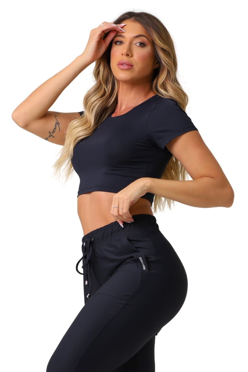 Garotafit - Black Lofty Crop Top - BL245A Garotafit - Black Lofty Crop Top - BL245A