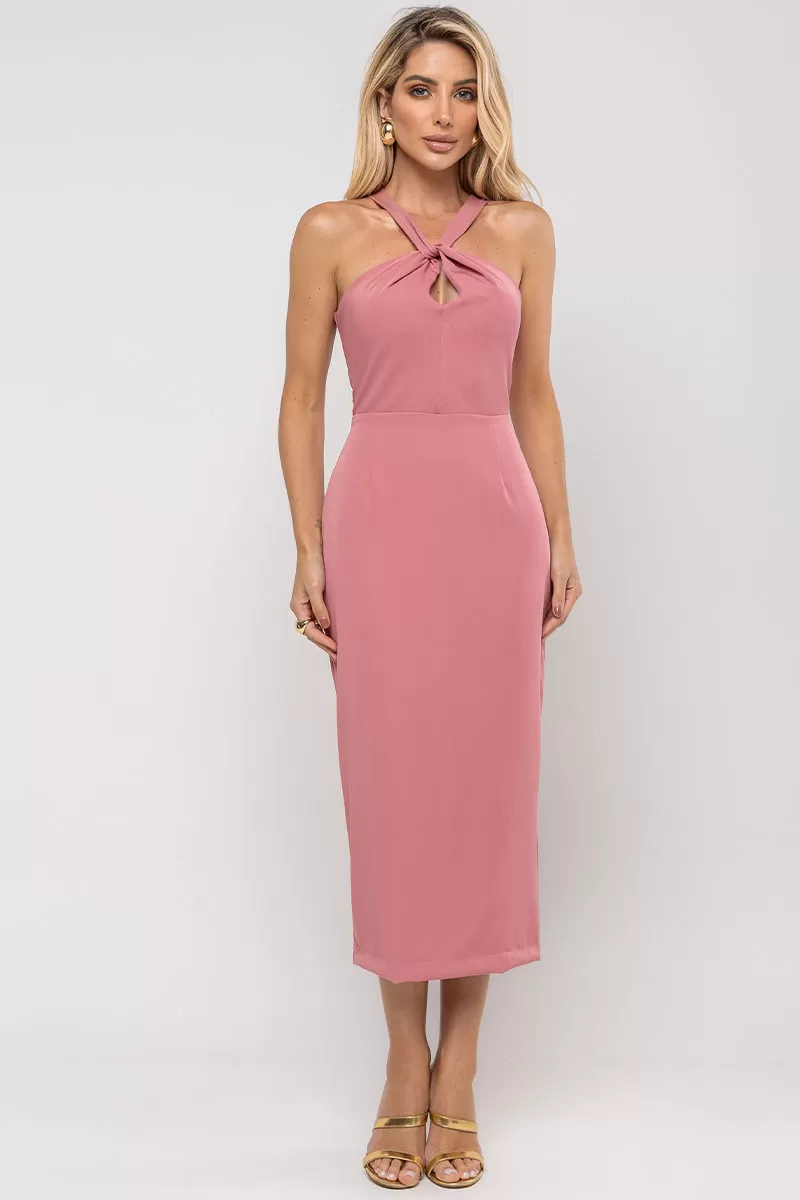 Miss Misses - Janaina MD Wrap Dress with Belt and Pink Collar - 54593060 Miss Misses - Janaina MD Wrap Dress with Belt and Pink Collar - 54593060
