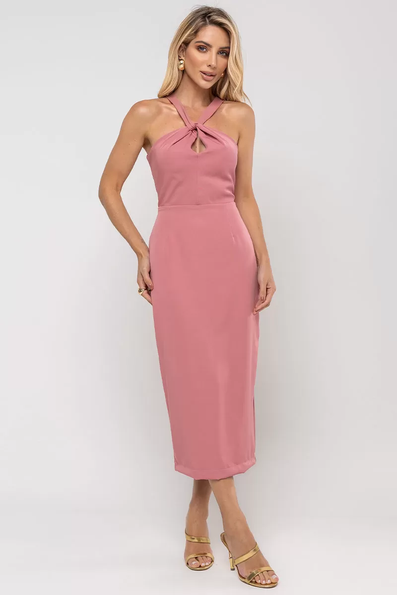 Miss Misses - Janaina MD Wrap Dress with Belt and Pink Collar - 54593060 Miss Misses - Janaina MD Wrap Dress with Belt and Pink Collar - 54593060