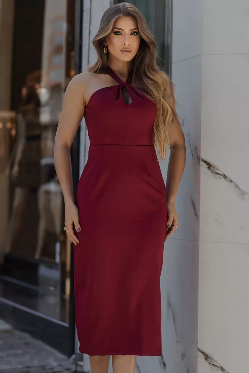 Miss Misses - Janaina MD Wrap Dress with Belt, Wine Collar - 54593006 Miss Misses - Janaina MD Wrap Dress with Belt, Wine Collar - 54593006