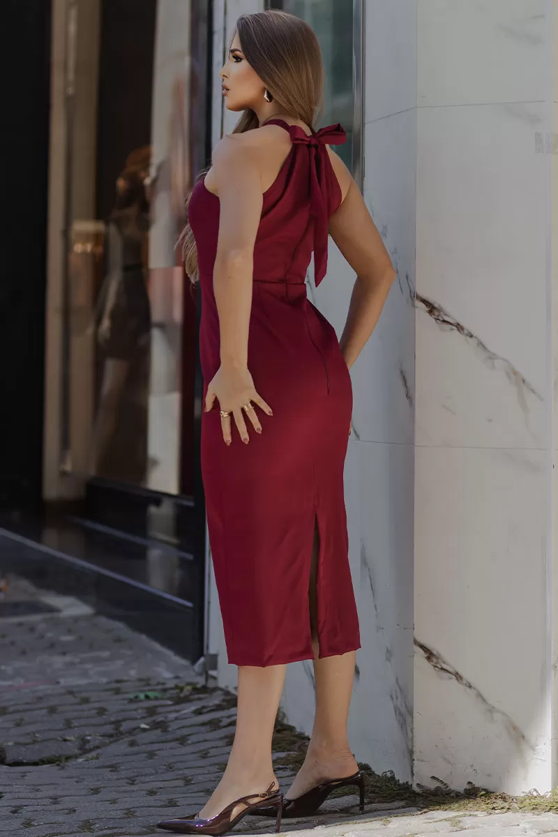 Miss Misses - Janaina MD Wrap Dress with Belt, Wine Collar - 54593006 Miss Misses - Janaina MD Wrap Dress with Belt, Wine Collar - 54593006