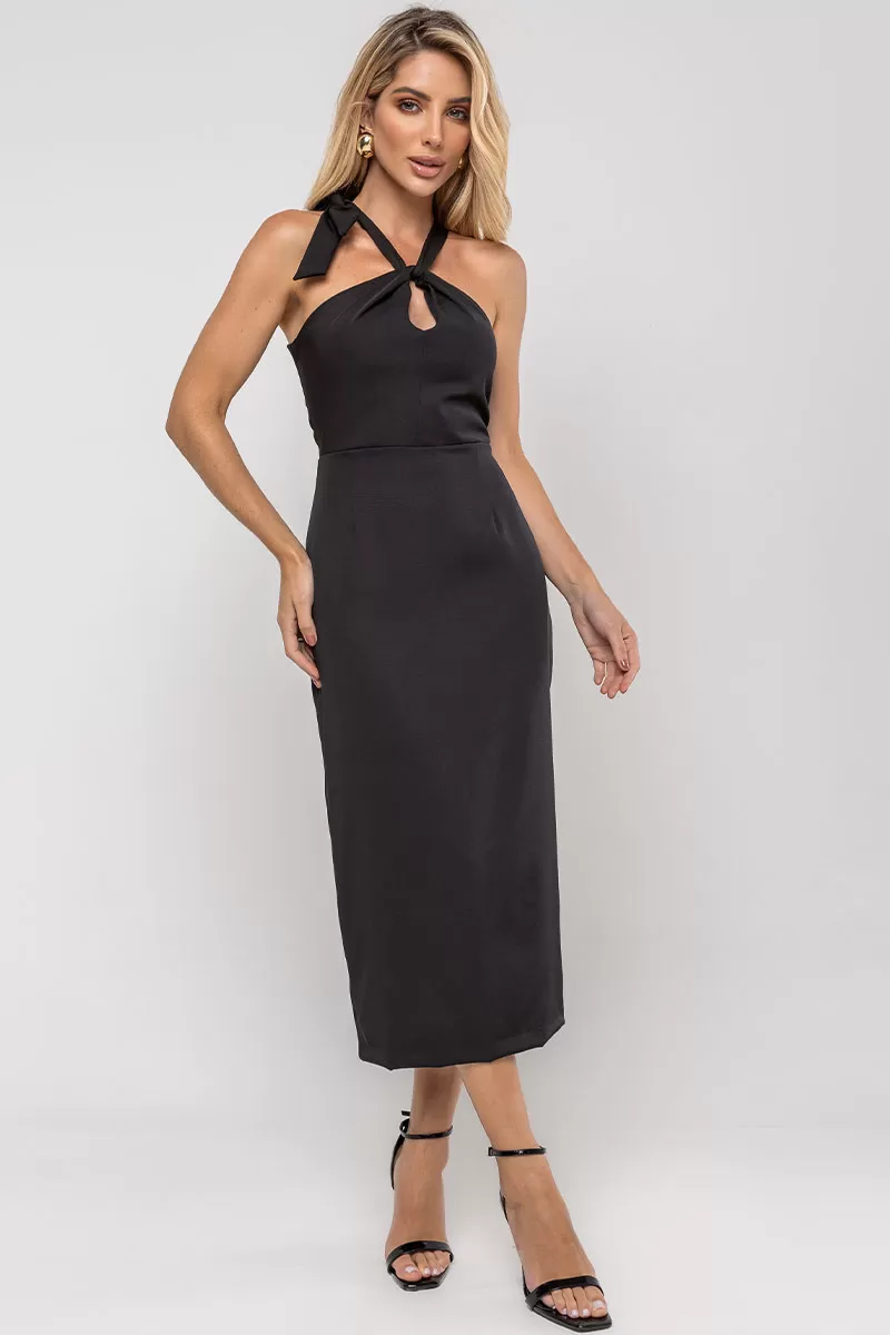Miss Misses - Janaina MD Wrap Dress with Belt and Black Collar - 54593001 Miss Misses - Janaina MD Wrap Dress with Belt and Black Collar - 54593001
