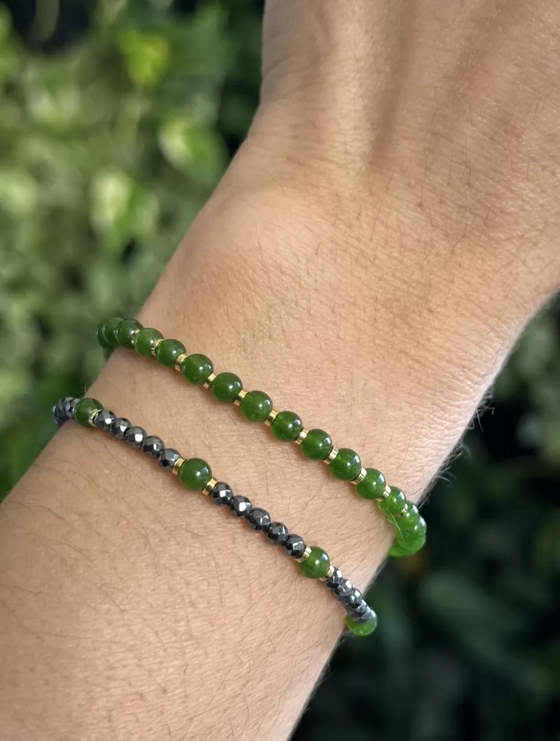 Mikabe - Pulseira Dupla Hematita e Ágata Verde - MK2075 Mikabe - Pulseira Dupla Hematita e Ágata Verde - MK2075
