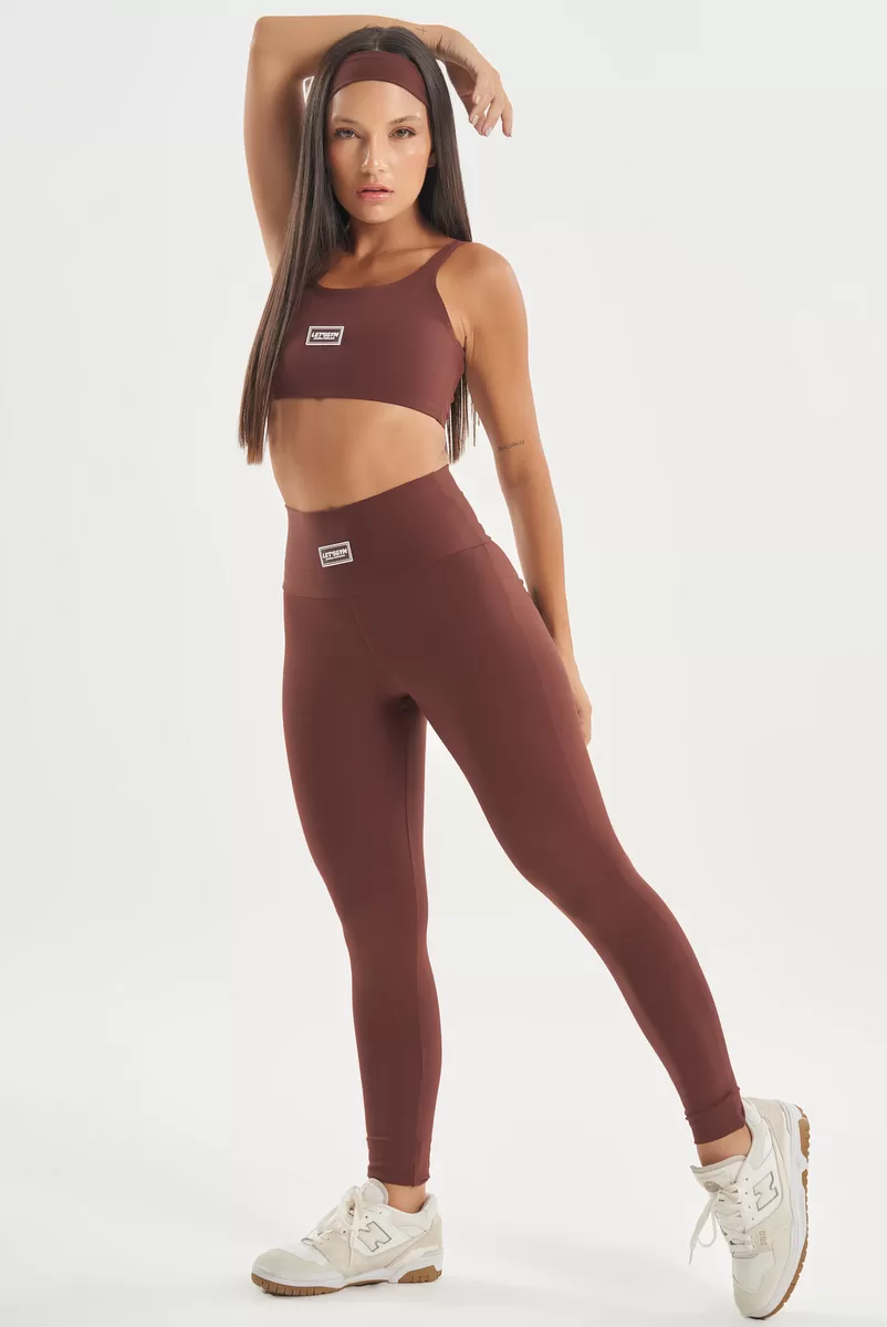 Lets Gym - Basic Colors Coffee Leggings - 2721CF