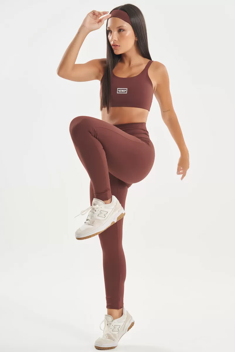 Lets Gym - Basic Colors Coffee Leggings - 2721CF Lets Gym - Basic Colors Coffee Leggings - 2721CF