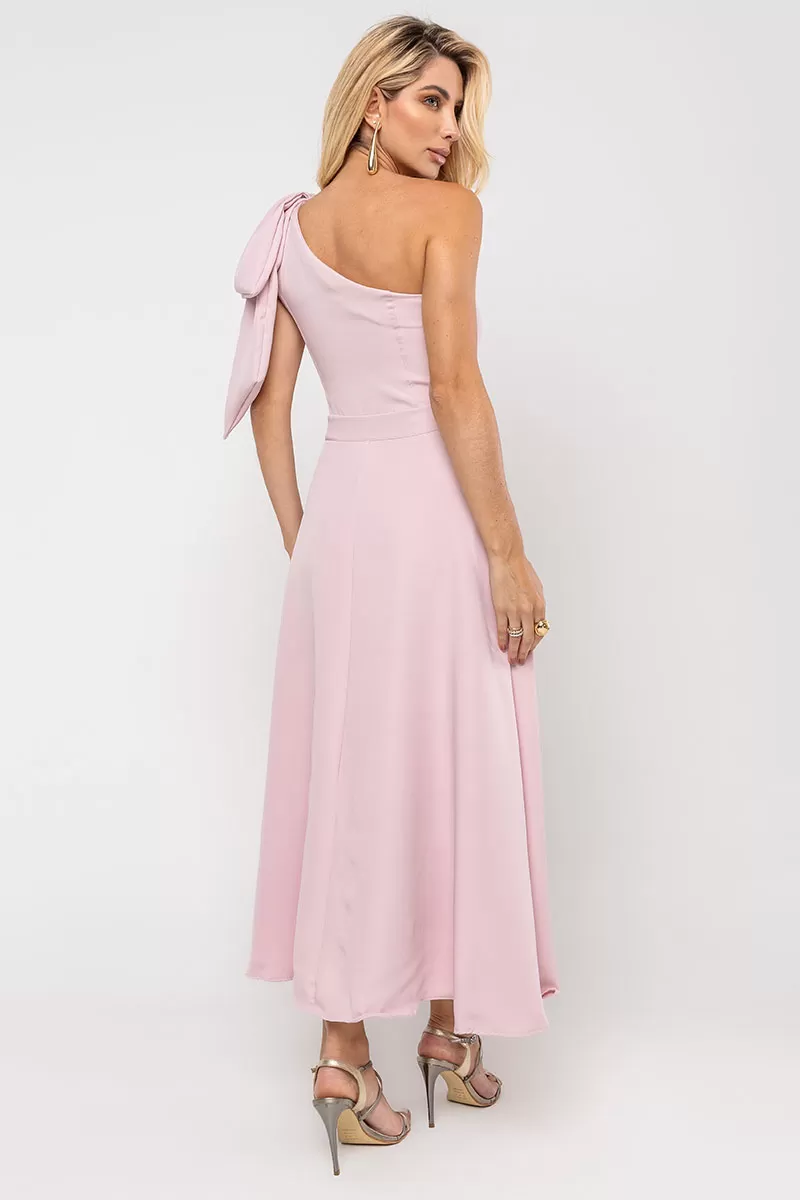 Miss Misses - Glaucia One Shoulder Dress with Pink Bow - 54625060