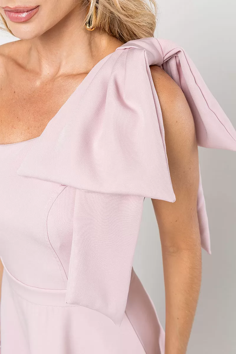 Miss Misses - Glaucia One Shoulder Dress with Pink Bow - 54625060