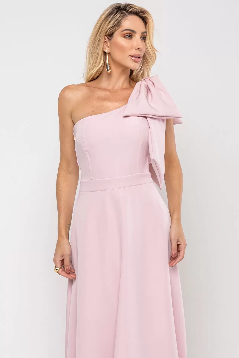 Miss Misses - Glaucia One Shoulder Dress with Pink Bow - 54625060