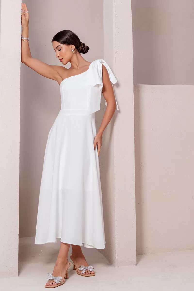 Miss Misses - Glaucia One Shoulder Dress with Off White Bow - 54625030 Miss Misses - Glaucia One Shoulder Dress with Off White Bow - 54625030