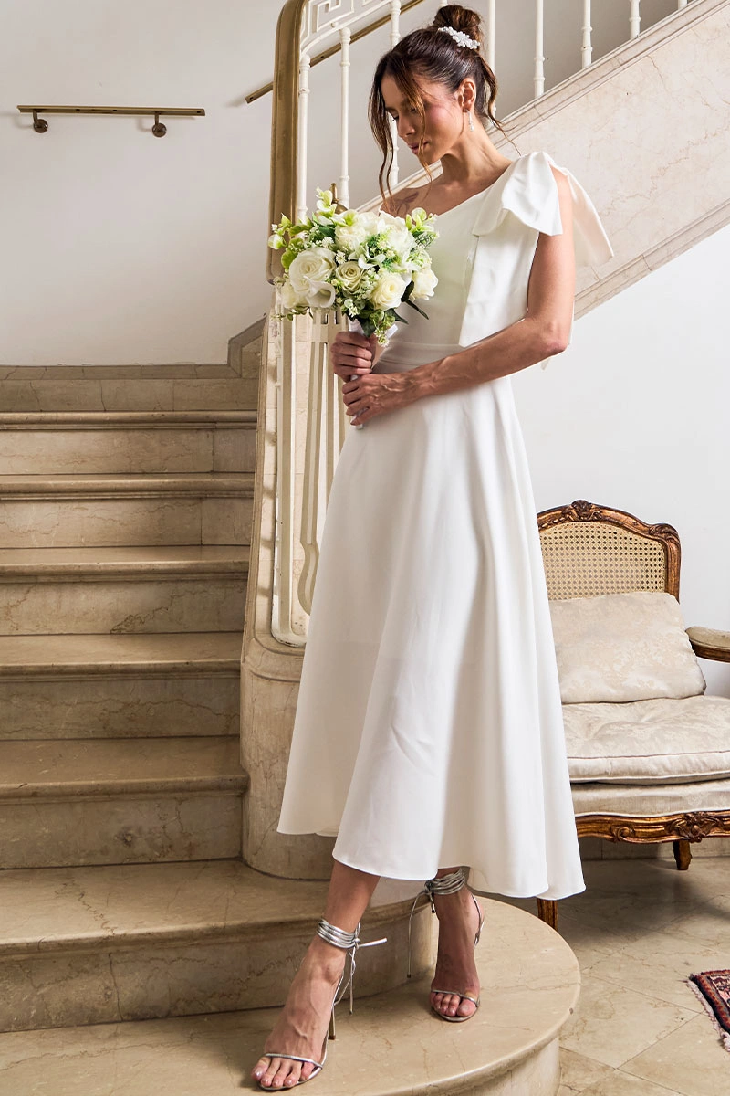 Miss Misses - Glaucia One Shoulder Dress with Off White Bow - 54625030