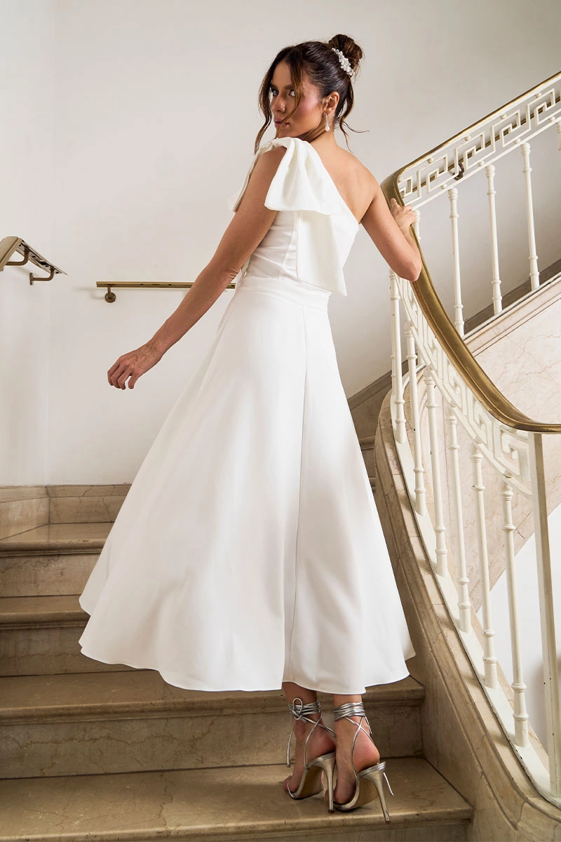 Miss Misses - Glaucia One Shoulder Dress with Off White Bow - 54625030