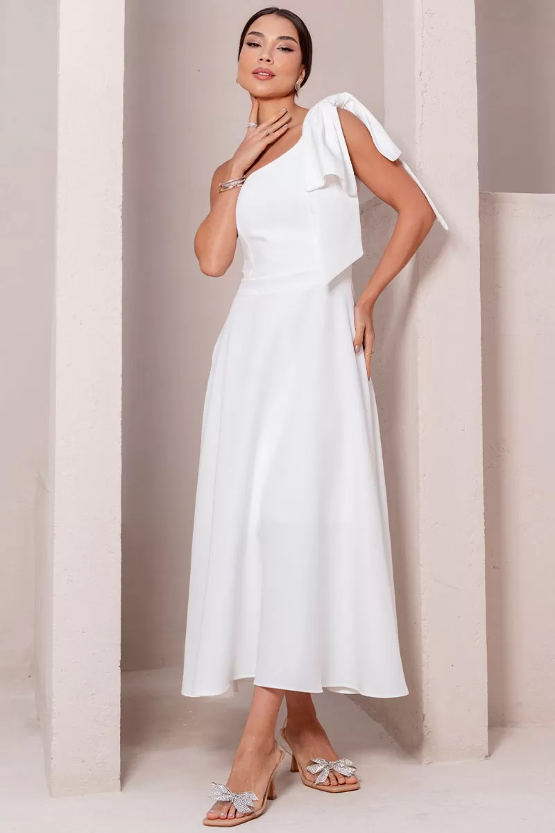 Miss Misses - Glaucia One Shoulder Dress with Off White Bow - 54625030 Miss Misses - Glaucia One Shoulder Dress with Off White Bow - 54625030