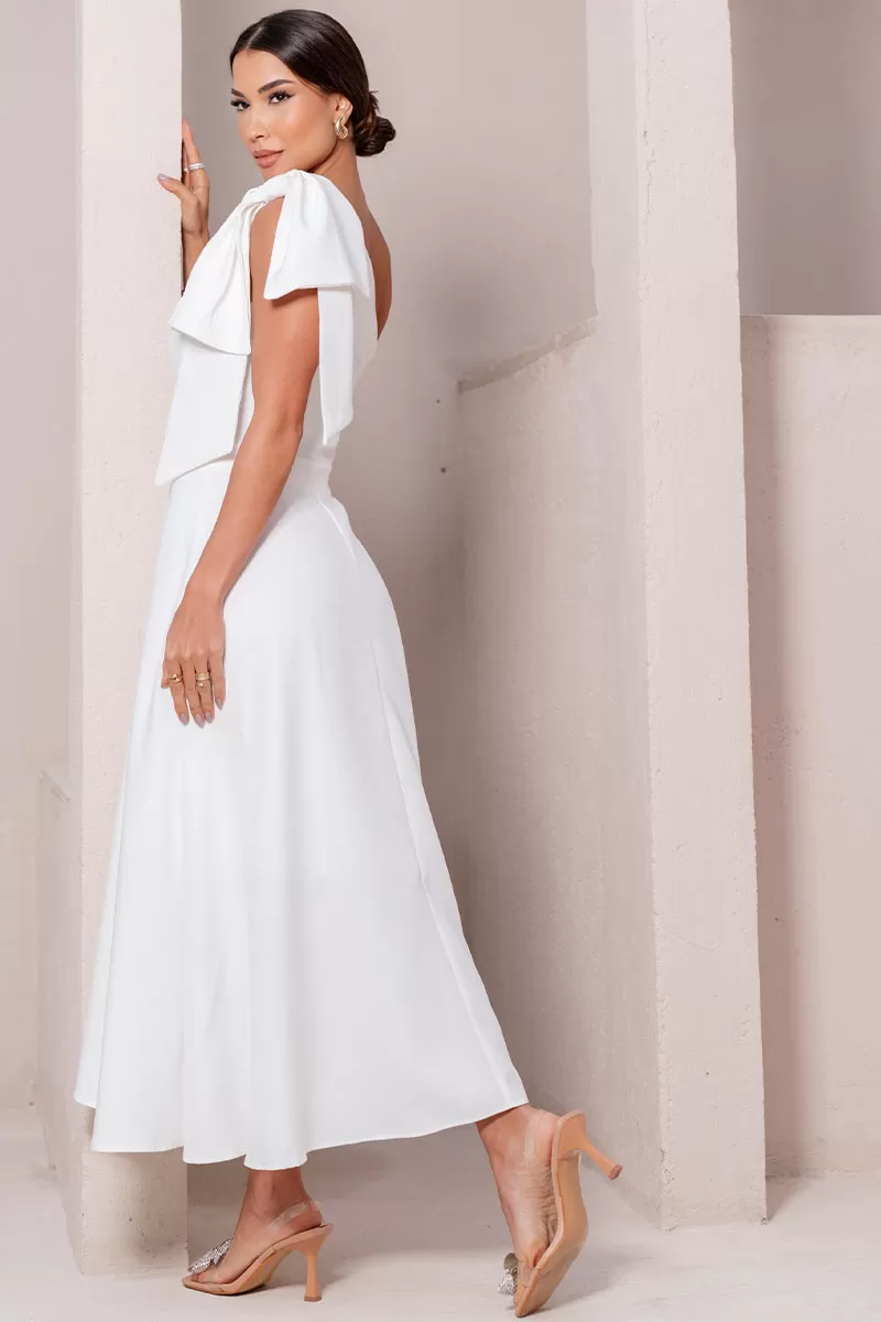 Miss Misses - Glaucia One Shoulder Dress with Off White Bow - 54625030 Miss Misses - Glaucia One Shoulder Dress with Off White Bow - 54625030