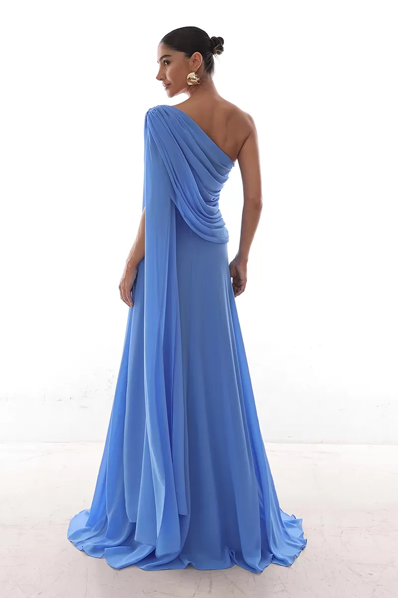 Dot Clothing - Dress Dot Clothing Long Draped Cape Blue - 2758AZUL Dot Clothing - Dress Dot Clothing Long Draped Cape Blue - 2758AZUL