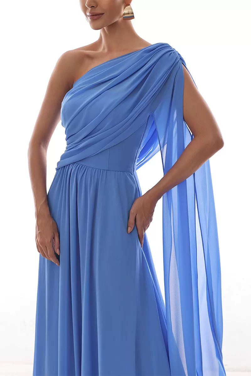 Dot Clothing - Dress Dot Clothing Long Draped Cape Blue - 2758AZUL Dot Clothing - Dress Dot Clothing Long Draped Cape Blue - 2758AZUL
