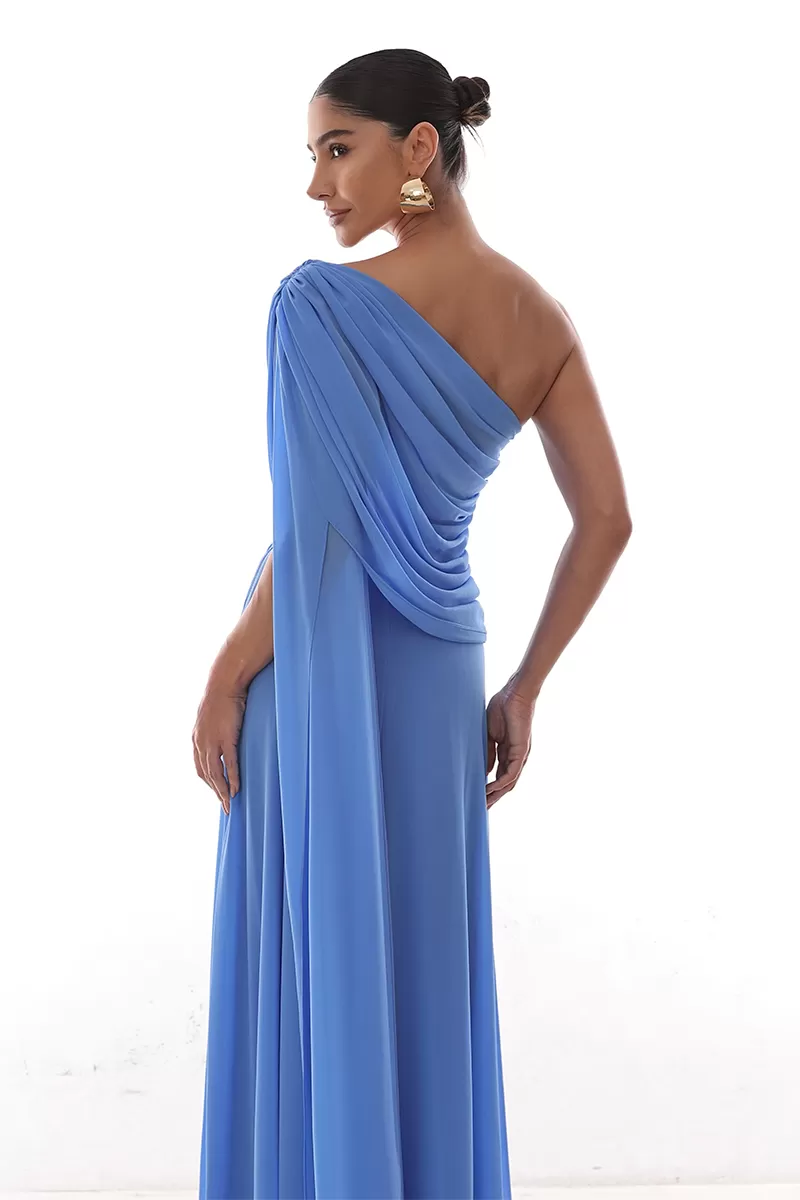 Dot Clothing - Dress Dot Clothing Long Draped Cape Blue - 2758AZUL Dot Clothing - Dress Dot Clothing Long Draped Cape Blue - 2758AZUL