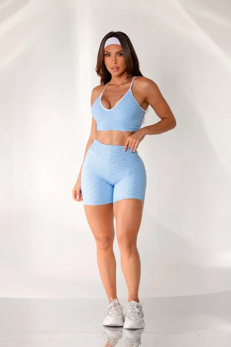 Canoan - Serenity Blue Bubble Bias Crop Top - 72221