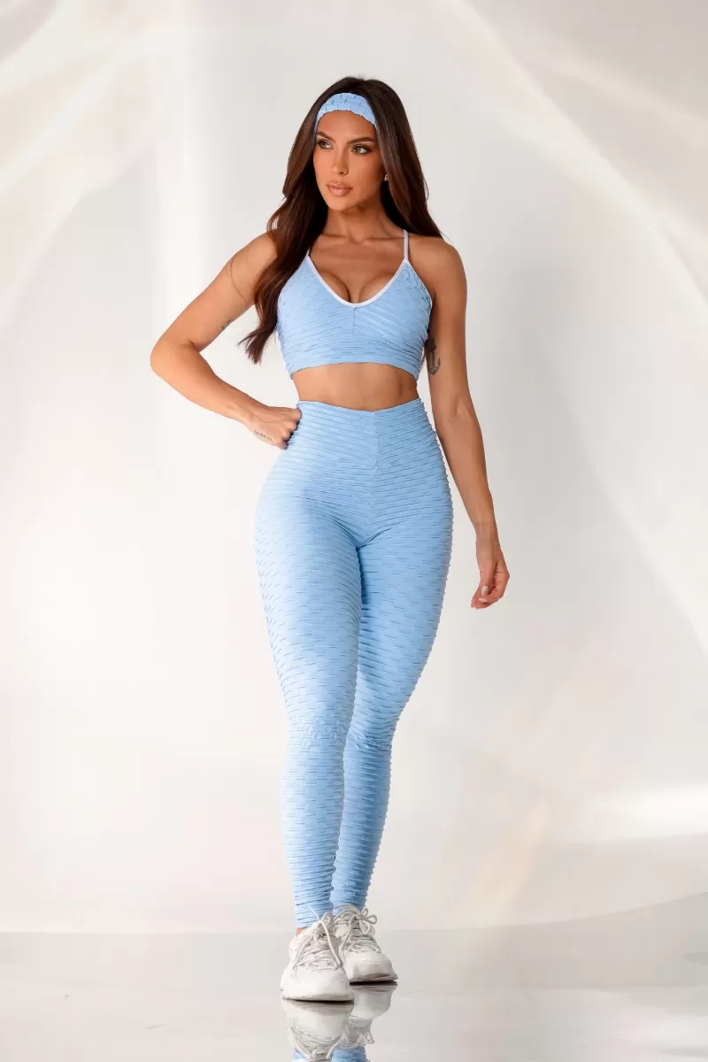 Canoan - Serenity Blue Bubble Bias Crop Top - 72221