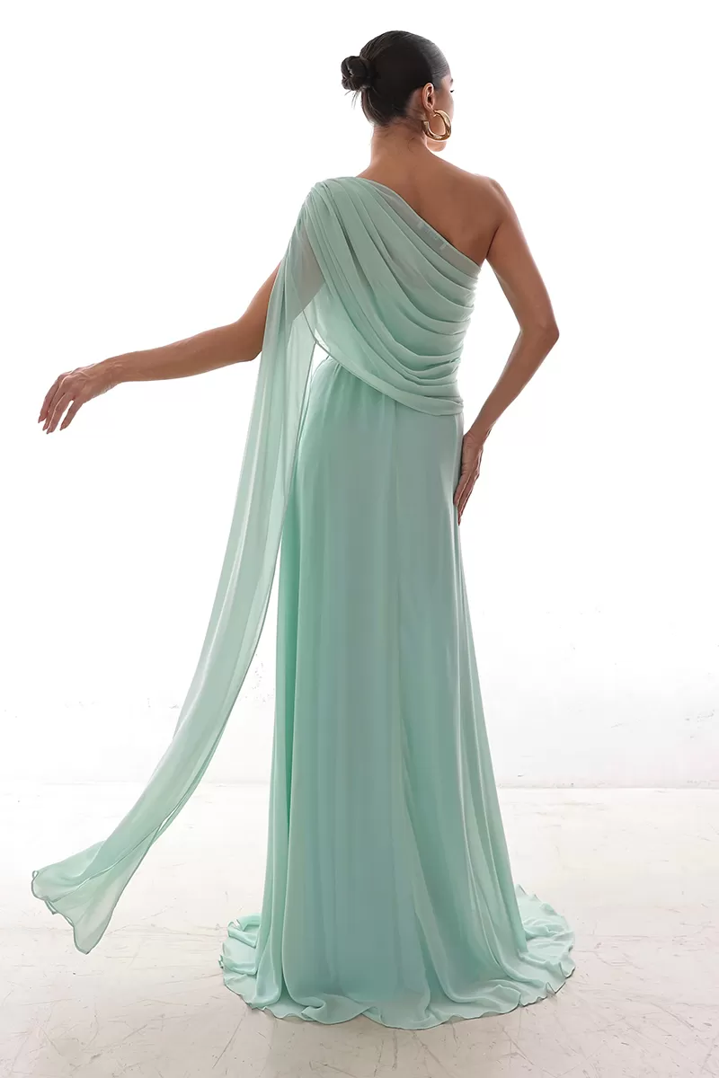Dot Clothing - Dress Dot Clothing Long Draped Cape Light Green - 2758VERDECL Dot Clothing - Dress Dot Clothing Long Draped Cape Light Green - 2758VERDECL