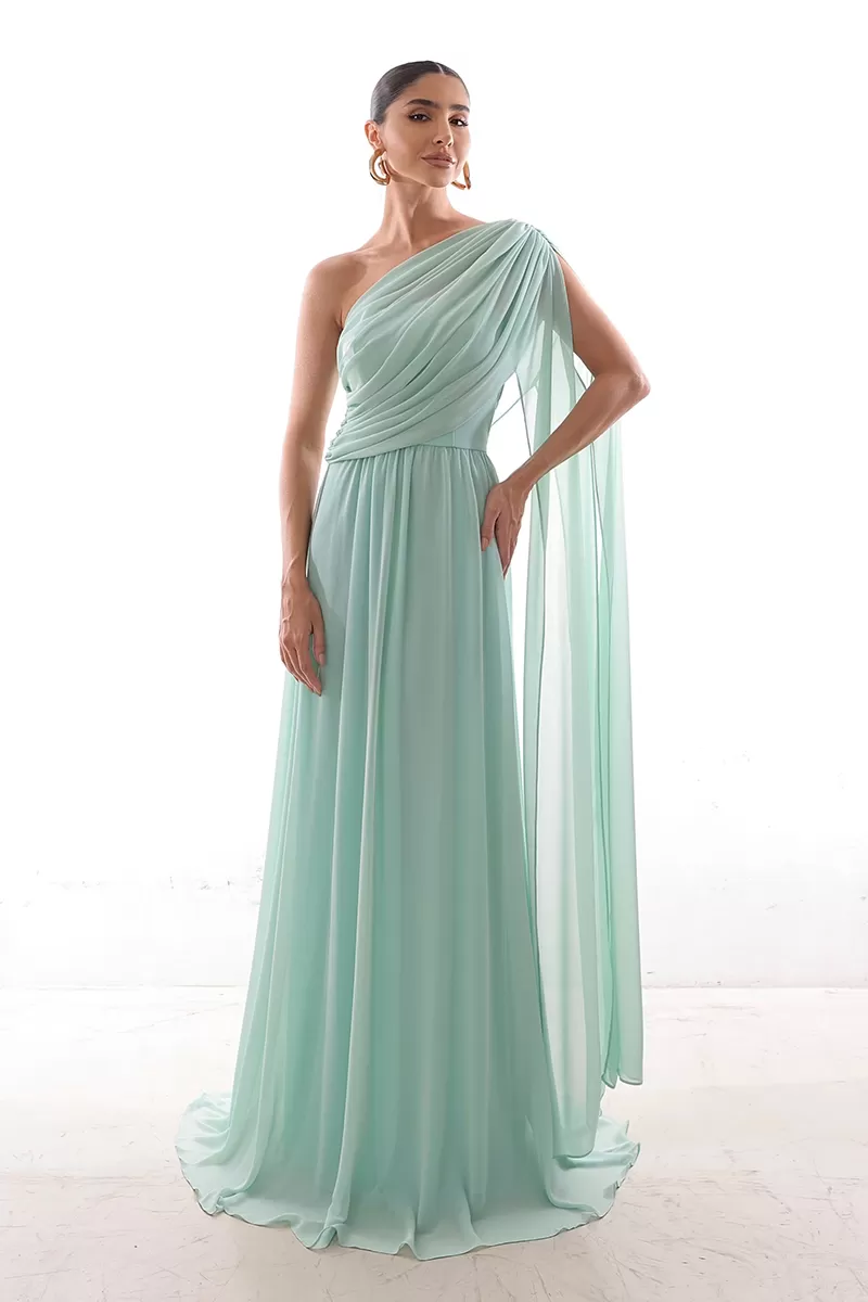 Dot Clothing - Dress Dot Clothing Long Draped Cape Light Green - 2758VERDECL