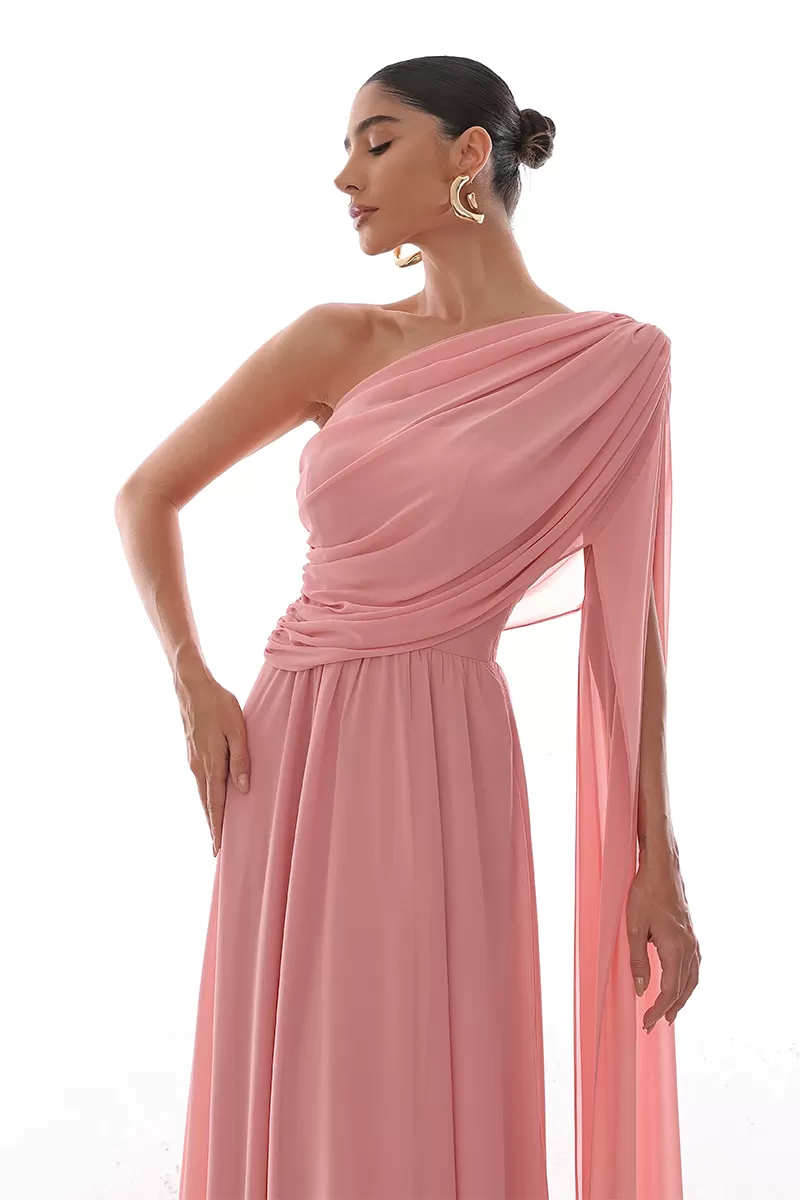 Dot Clothing - Dress Dot Clothing Long Draped Cape Pink - 2758ROSA Dot Clothing - Dress Dot Clothing Long Draped Cape Pink - 2758ROSA