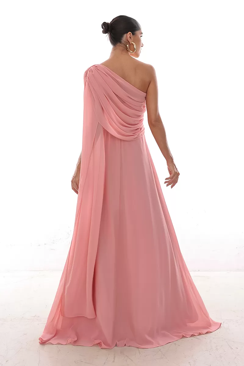Dot Clothing - Dress Dot Clothing Long Draped Cape Pink - 2758ROSA Dot Clothing - Dress Dot Clothing Long Draped Cape Pink - 2758ROSA