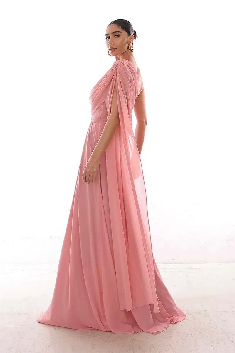 Dot Clothing - Dress Dot Clothing Long Draped Cape Pink - 2758ROSA Dot Clothing - Dress Dot Clothing Long Draped Cape Pink - 2758ROSA