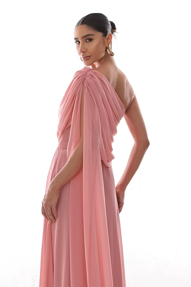 Dot Clothing - Dress Dot Clothing Long Draped Cape Pink - 2758ROSA Dot Clothing - Dress Dot Clothing Long Draped Cape Pink - 2758ROSA