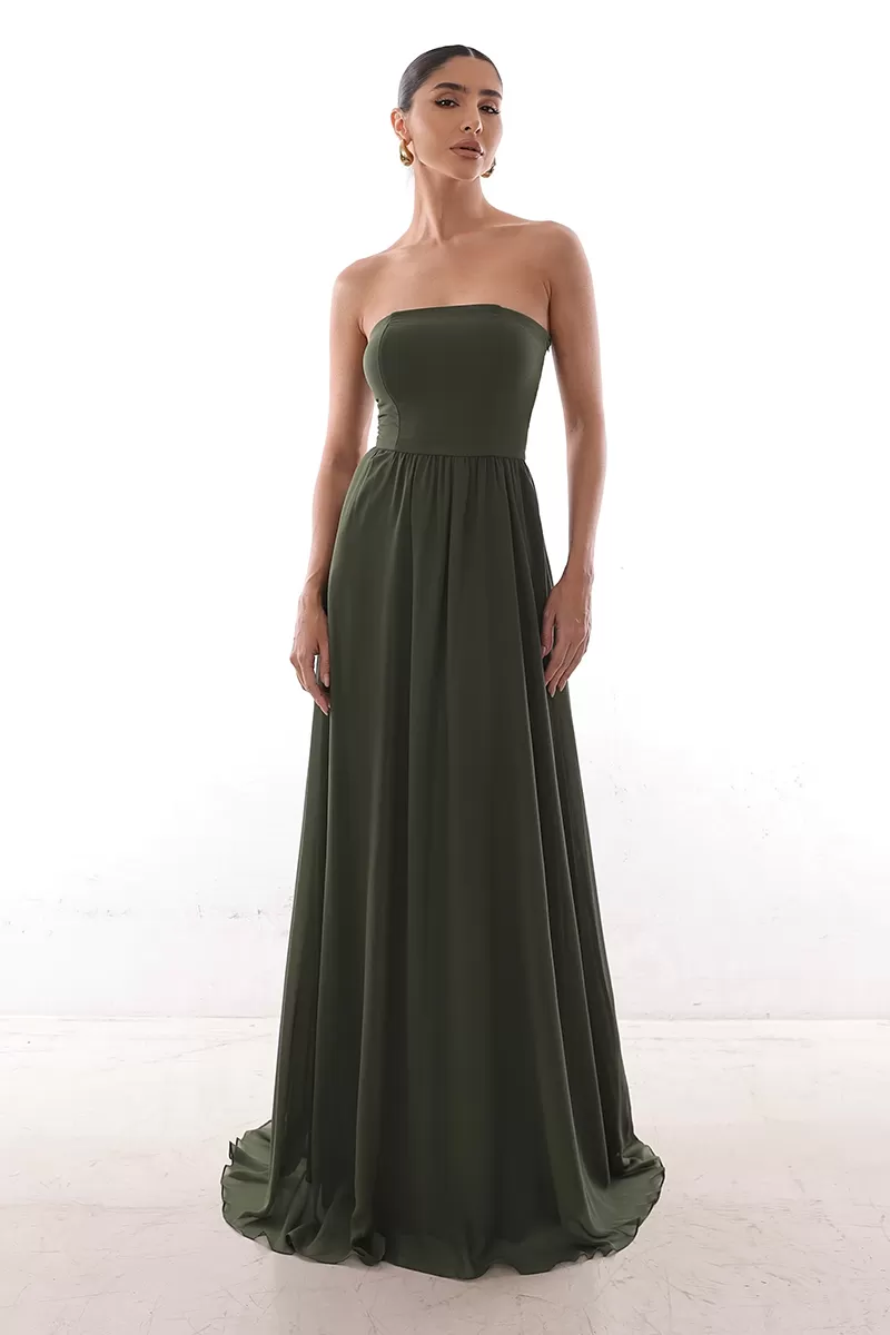 Dot Clothing - Dress Dot Clothing Long Draped Cape Moss Green - 2758VERDE