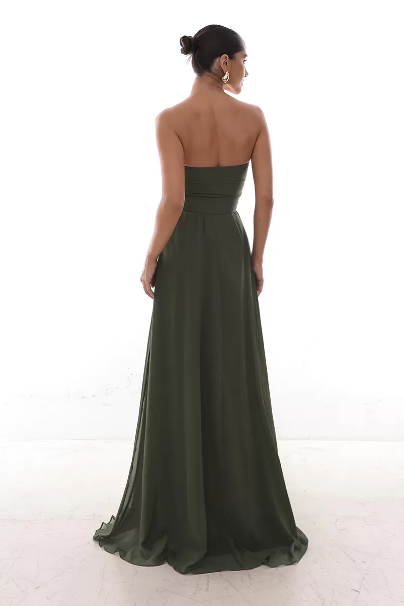Dot Clothing - Dress Dot Clothing Long Draped Cape Moss Green - 2758VERDE