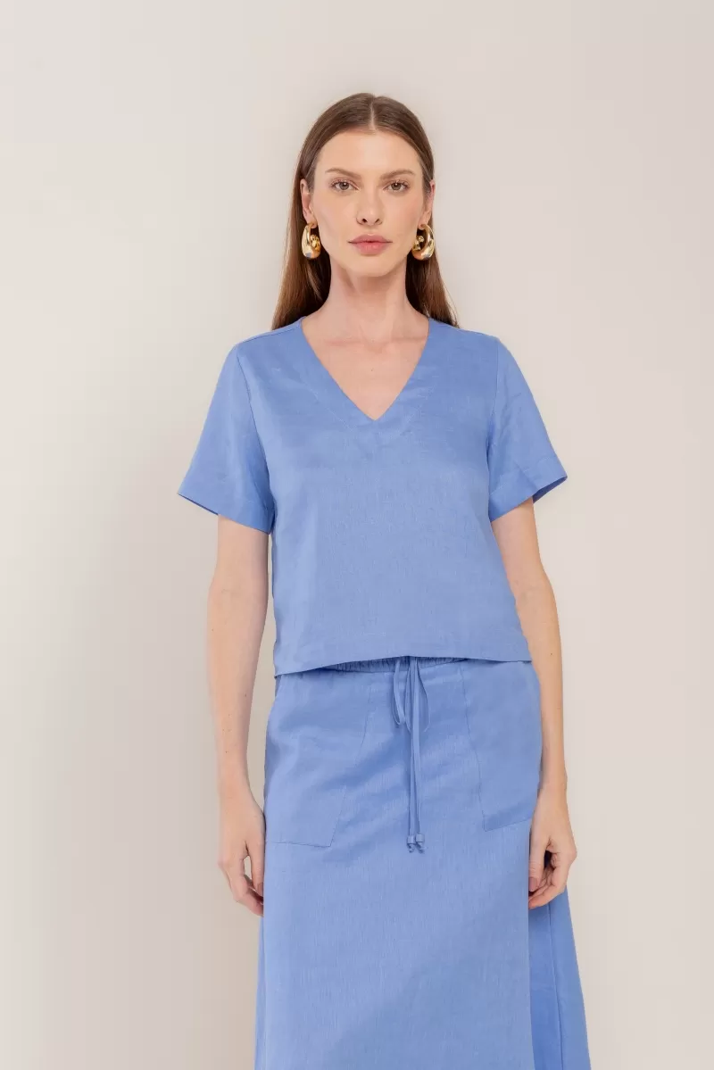 Hidrogênio - PACIFIC BLUE V-NECK BLOUSE - 20348590 Hidrogênio - PACIFIC BLUE V-NECK BLOUSE - 20348590