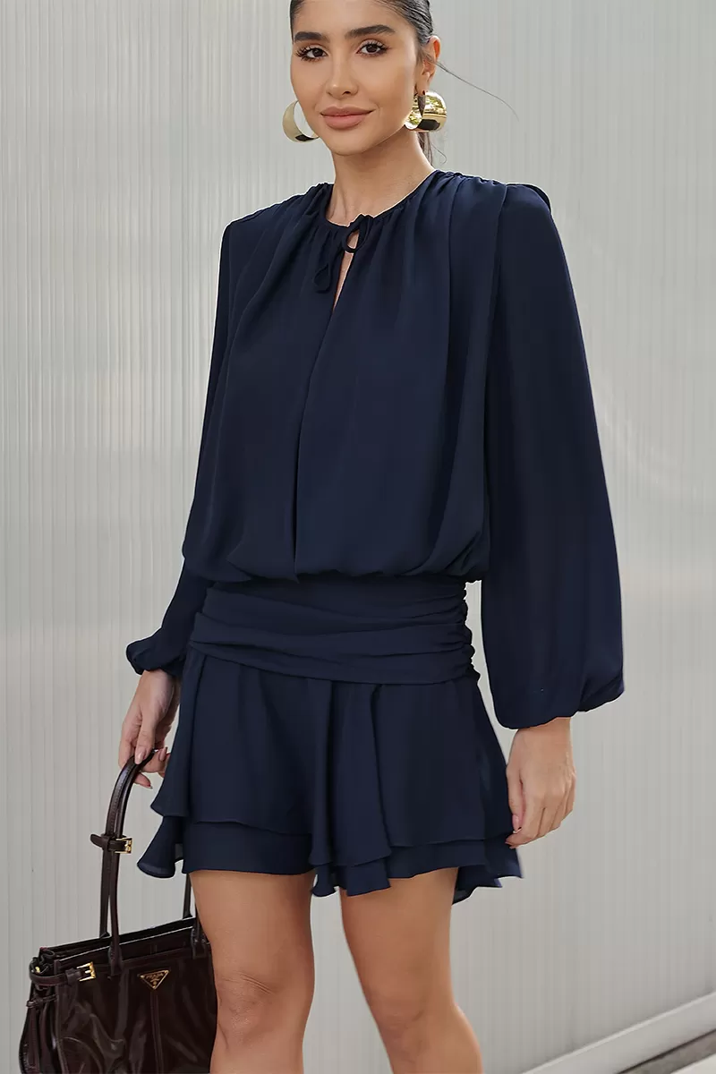 Dot Clothing - Dress Dot Clothing Short Double Skirt Blue - 2759AZUL Dot Clothing - Dress Dot Clothing Short Double Skirt Blue - 2759AZUL