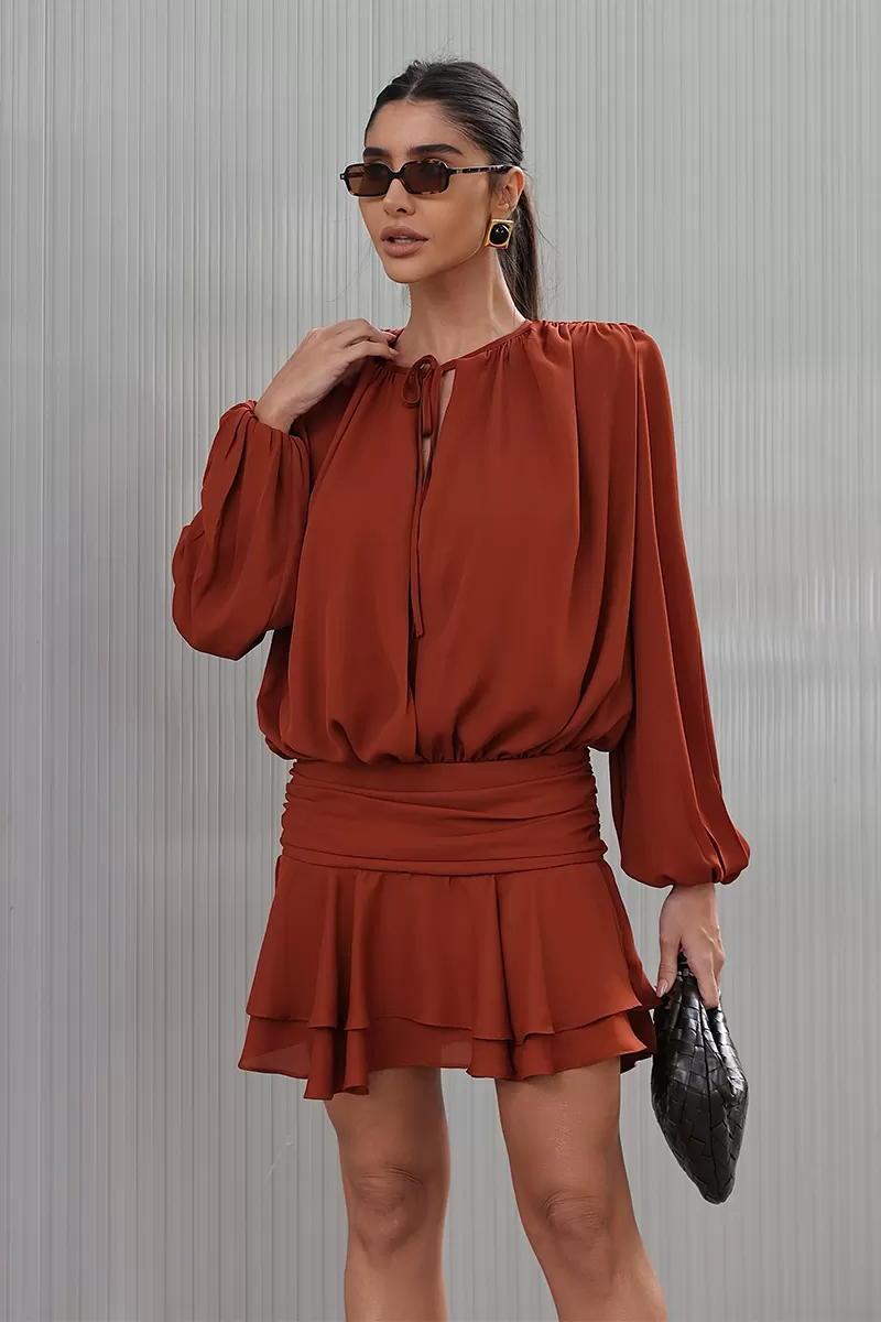 Dot Clothing - Dress Dot Clothing Short Skirt Double Terracotta - 2759VERM Dot Clothing - Dress Dot Clothing Short Skirt Double Terracotta - 2759VERM