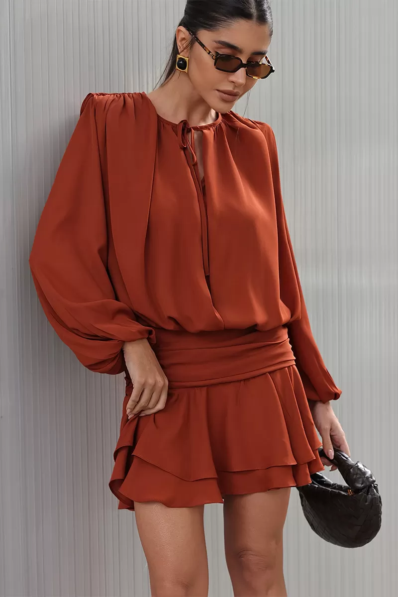 Dot Clothing - Dress Dot Clothing Short Skirt Double Terracotta - 2759VERM Dot Clothing - Dress Dot Clothing Short Skirt Double Terracotta - 2759VERM