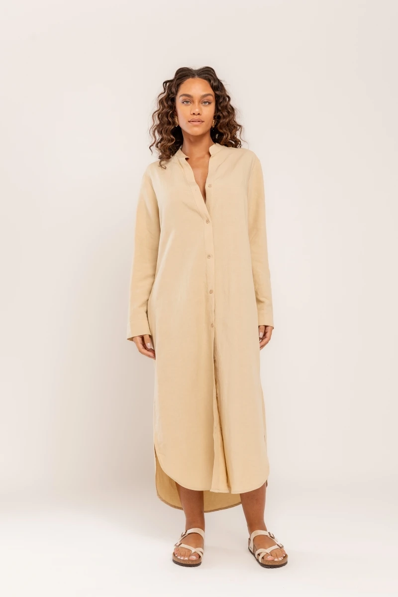 Hidrogênio - LONG CHEMISIE DRESS WITH ANGORA SASH - 19201383