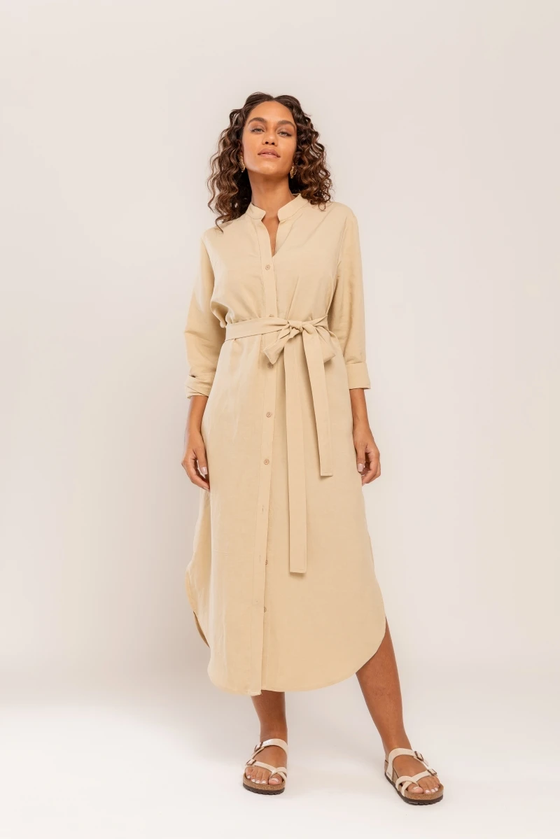 Hidrogênio - LONG CHEMISIE DRESS WITH ANGORA SASH - 19201383