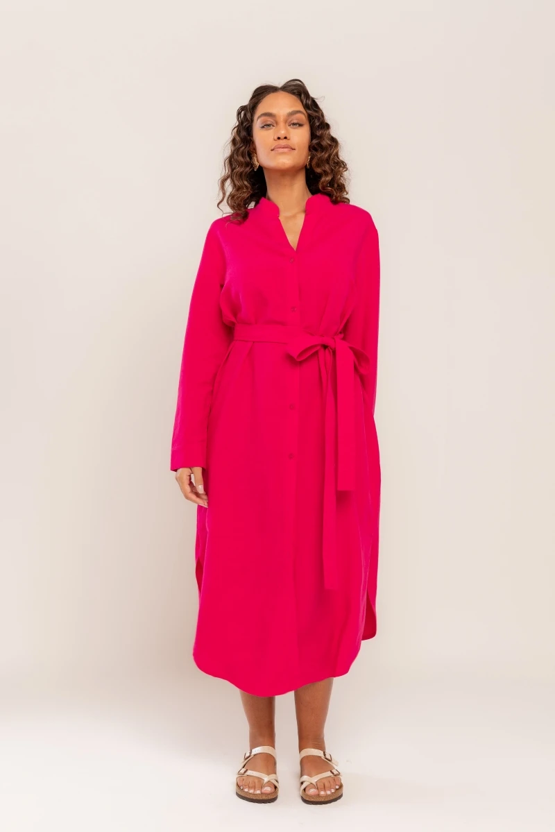Hidrogênio - LONG CHEMISIE DRESS WITH AMARANTO SASH - 19201291