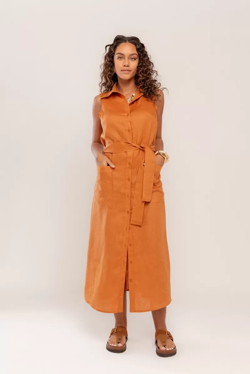 Hidrogênio - EVASE MIDI DRESS WITH GUARANA NECKLACE - 20450573 Hidrogênio - EVASE MIDI DRESS WITH GUARANA NECKLACE - 20450573