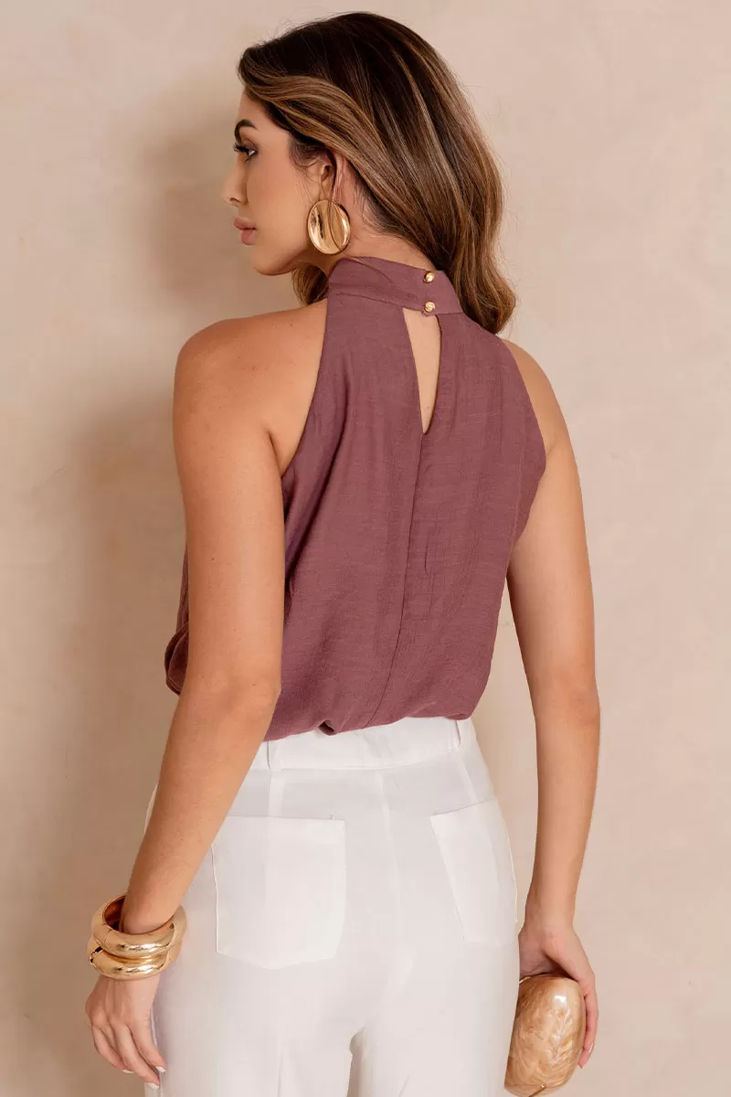 Miss Misses - Irene Shirt with Grape Metal Flower Detail - 54584203 Miss Misses - Irene Shirt with Grape Metal Flower Detail - 54584203
