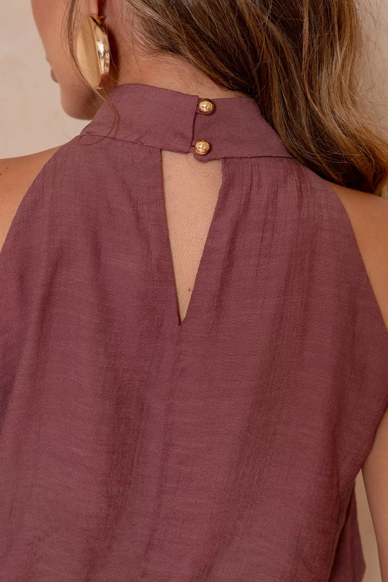 Miss Misses - Irene Shirt with Grape Metal Flower Detail - 54584203 Miss Misses - Irene Shirt with Grape Metal Flower Detail - 54584203