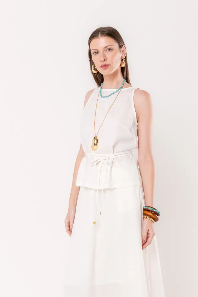 Hidrogênio - OFF-WHITE TANK TOP WITH ROLLER BELT - 20493018