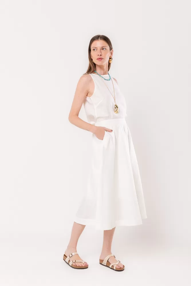 Hidrogênio - BASIC OFF-WHITE GODE SKIRT - 20494018 Hidrogênio - BASIC OFF-WHITE GODE SKIRT - 20494018