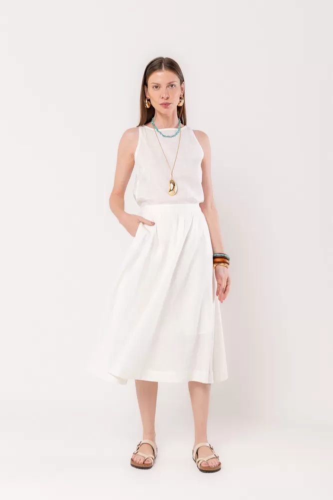 Hidrogênio - BASIC OFF-WHITE GODE SKIRT - 20494018 Hidrogênio - BASIC OFF-WHITE GODE SKIRT - 20494018