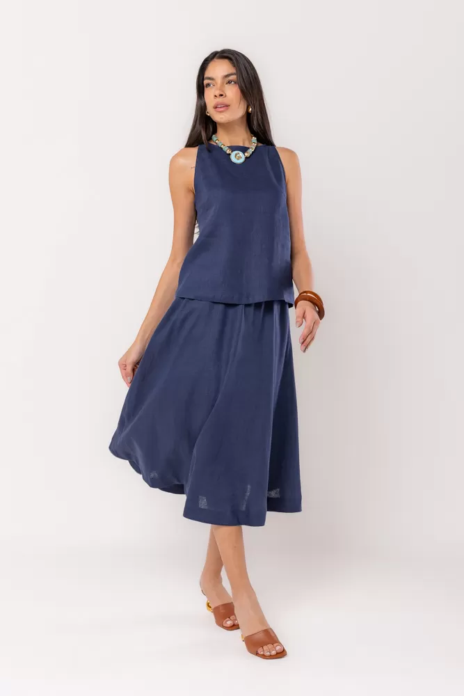Hidrogênio - BASIC NAVY GODE SKIRT - 20494004 Hidrogênio - BASIC NAVY GODE SKIRT - 20494004
