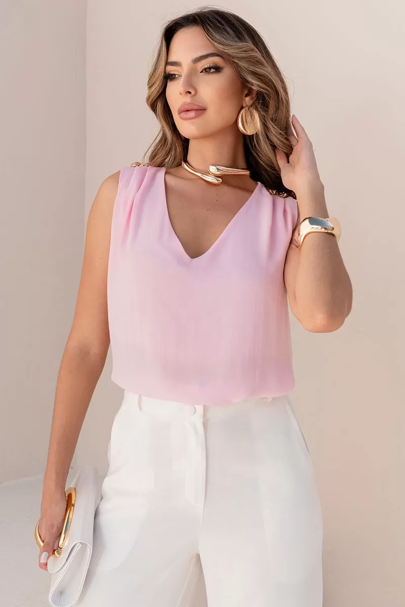 Miss Misses - Dora Crepe Shirt with Pink Shoulder Boot Detail - 54609060 Miss Misses - Dora Crepe Shirt with Pink Shoulder Boot Detail - 54609060