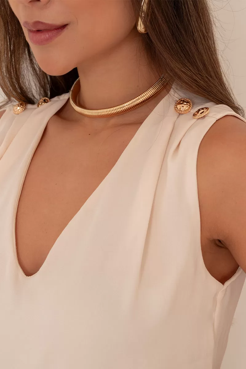 Miss Misses - Dora Crepe Shirt with Booto Detail on the Shoulder in Beige - 54609215 Miss Misses - Dora Crepe Shirt with Booto Detail on the Shoulder in Beige - 54609215