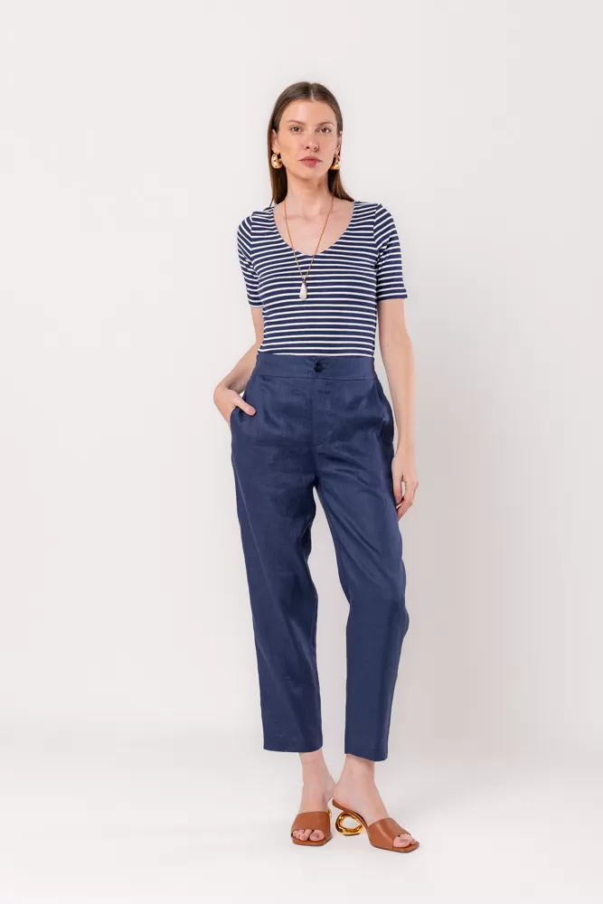 Hidrogênio - NAVY STRIPED V-NECK BLOUSE - 20532004 Hidrogênio - NAVY STRIPED V-NECK BLOUSE - 20532004
